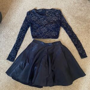 B. Darlin Navy Sequin Two-Piece Set with Embellished Top